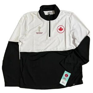 NEW FIFA World Cup 2022 1/4 Zip Top Track Jacket CANADA Large - Black & White